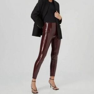 SPANX Faux Patent Leather Leggings - Ruby - NWT